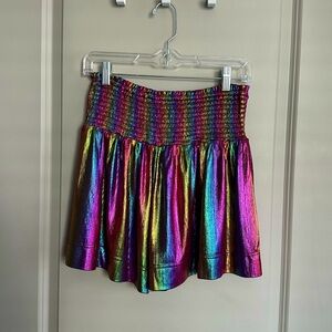 TCEC Rainbow Shimmer Smocked Shorts